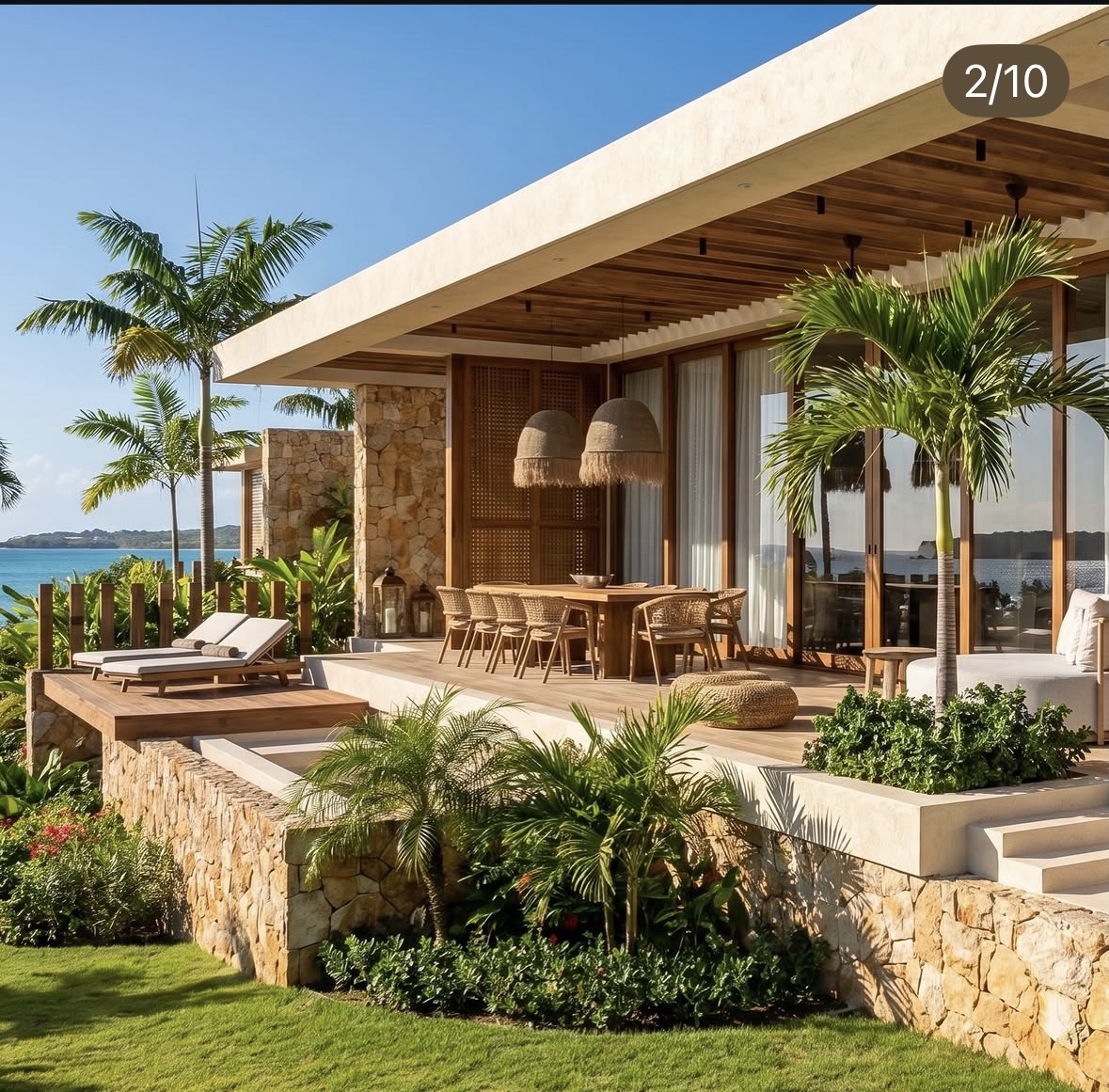 Ocean residence terrace and dining pavilion